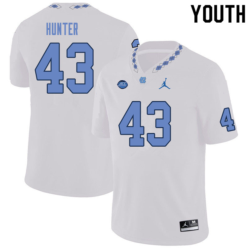 Youth #43 Braden Hunter North Carolina Tar Heels College Football Jerseys Sale-White